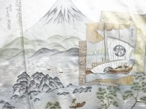アンティーク　帆船模様男物長襦袢